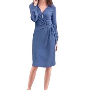 Sundance Always Right, Faux Wrap, Long Sleeve, Jersey knit dress, Blue, Medium